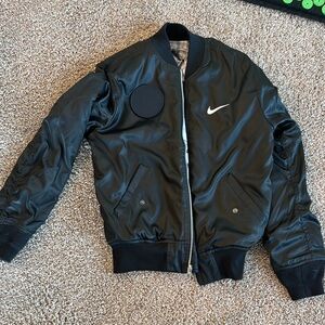 Nike Black Bomber Jacket with Ribbed Details